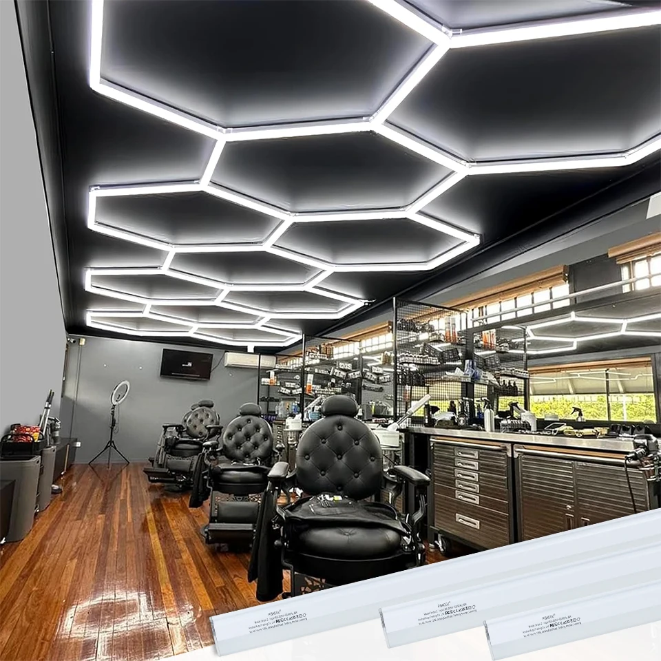 

Garage Light Led Tube Honeycomb Super Bright Hexagon LED Lamp Led Tube Ceiling Lighting For Workshop GYM Barber Customized