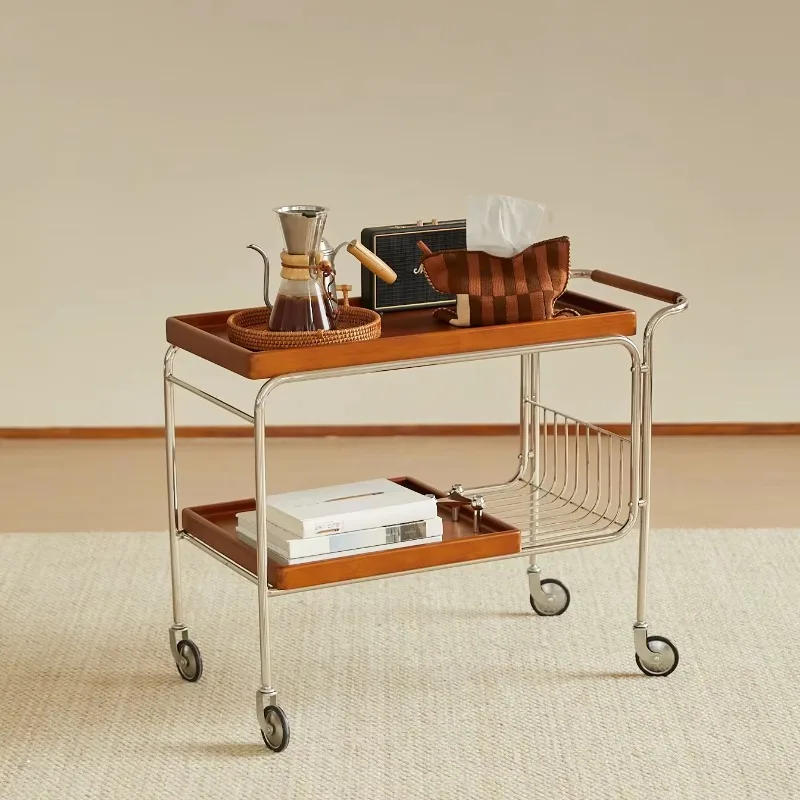 New design premium 80 * 40 * 62 cm box wood + stained steel + solid wood multi-layer board trolley