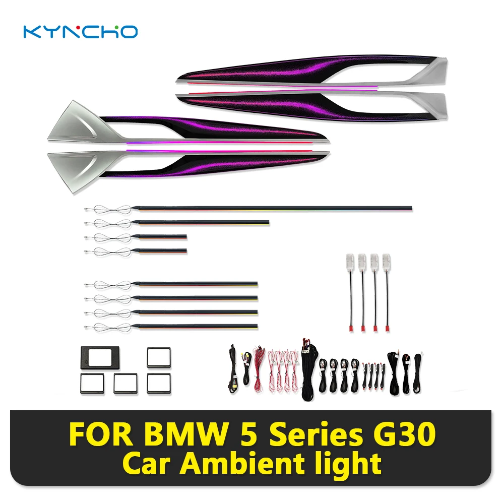 For BMW 5 Series G30 64 Colors LED Car Ambient Light Kit Dream color RGB Bluetooth App Control Symphony Auto Interior Lighting
