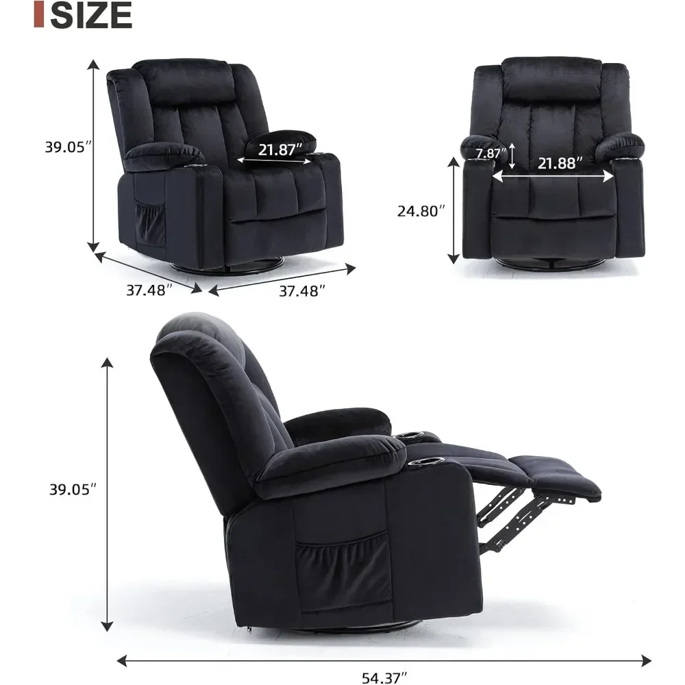 Nordic High Quality Massage Rocker With Heated 360 Lazy Boy Recliner Single Sofa Seat With Cup