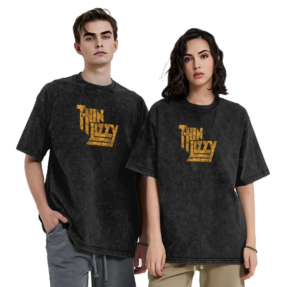 

Thin Lizzy text T-Shirt blue archive summer top gifts for boyfriend sweat oversized t shirt men