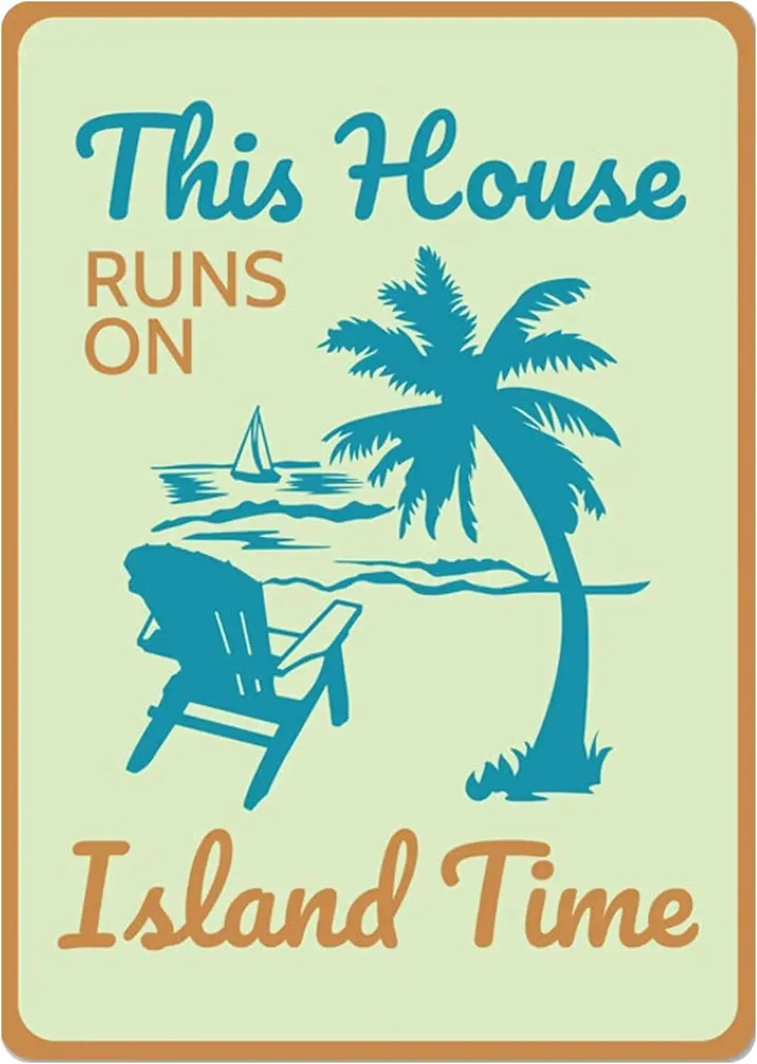 This House Runs On Island Time Sign Retro Island Decor Beach House Decor Beach Decor Seascape Sign Beachfront Decor Housewa sign