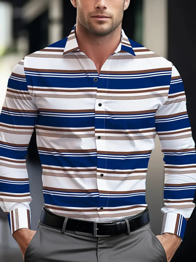 Men's Fashion Floral Shirt 3D Printed Lapel Long Sleeve Shirt Wolf Pattern Street Vintage Casual Embroidered Men's Top
