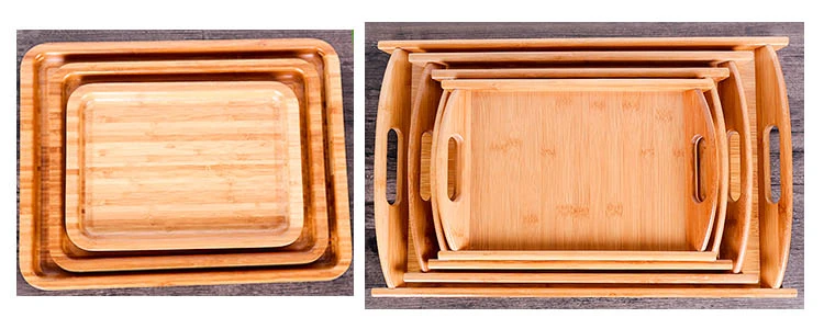Wooden Bamboo Tea & Bread Tray - Rectangular Drip Tray for Hotel & Household Use - Ideal Cup & Fast Food Dish