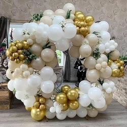 Metal Gold Balloons Garland White Sand Latex Balloon Arch Kit Baby Shower Gender Reveal Graduation Kid Birthday Party Decoration