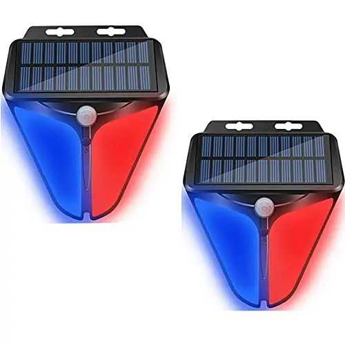 

Solar Sensor Wall Light Human Body Induction Outdoor Garden Light Blue and Red Waterproof Wireless Smart Warning Light