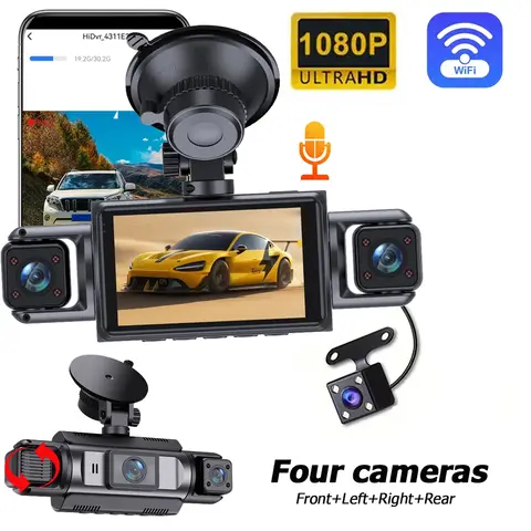 대시 캠 4 카메라 4 채널 블랙 박스 자동차 DVR 4CH 360 카메라 4 가지 방법 자동 비디오 레코더 24H 주차 모니터