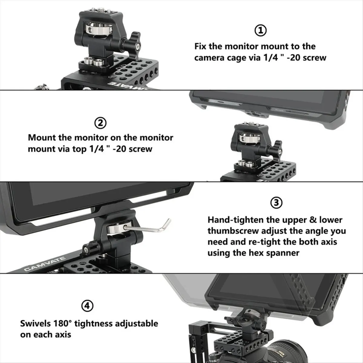 A26Z Quick Release Monitor Holder for Cold Shoe Adapter 1/4 Inch for Mounting Camera Monitor Flash Microphone LED Fill Light