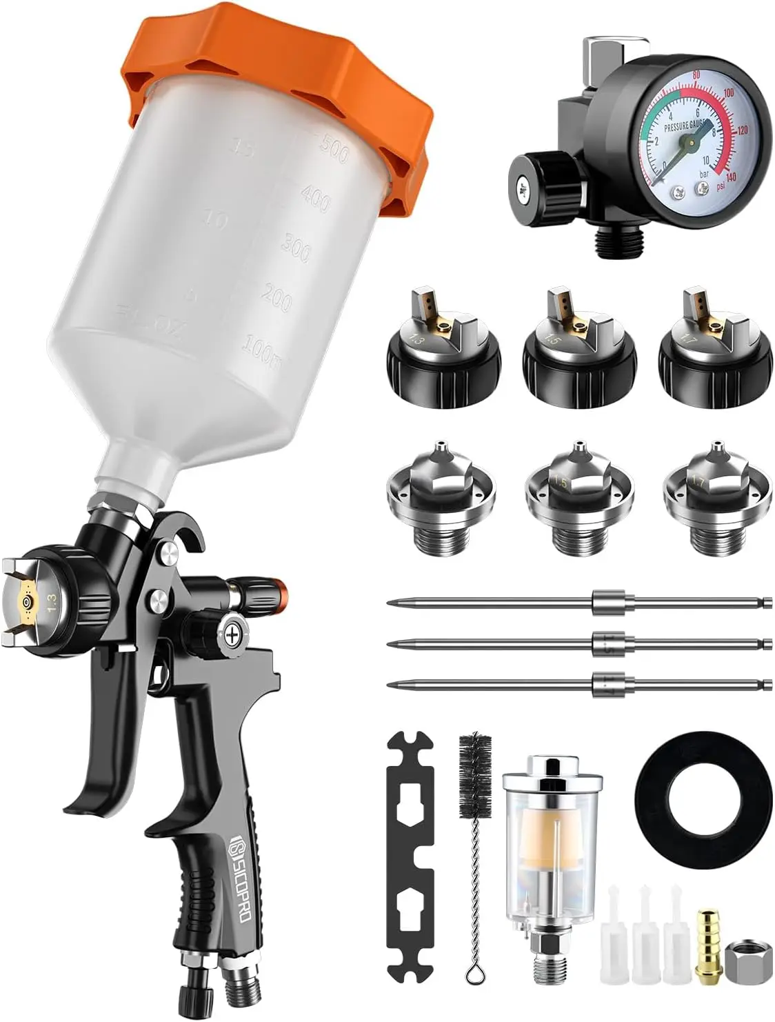^For LVLP Air Paint Sprayer Gun for Cars House Painting, Paint Guns Automotive Premium Kit, 1.3/1.5/1.7mm High-Precision Nozzles
