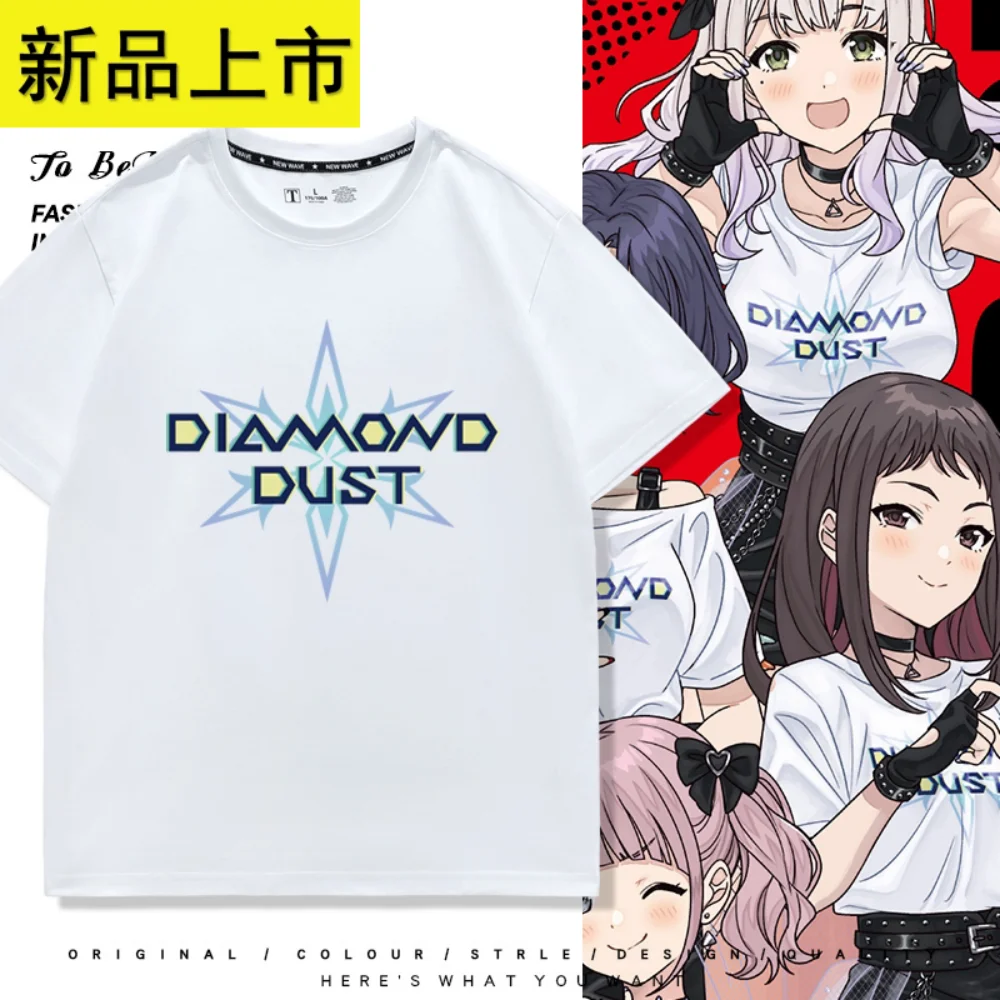 Camiseta con el logo «Diamond Dust Star» de Idolmaster — Manga corta, estilo streetwear de anime y bandas, ideal para fans y uso diario casual.