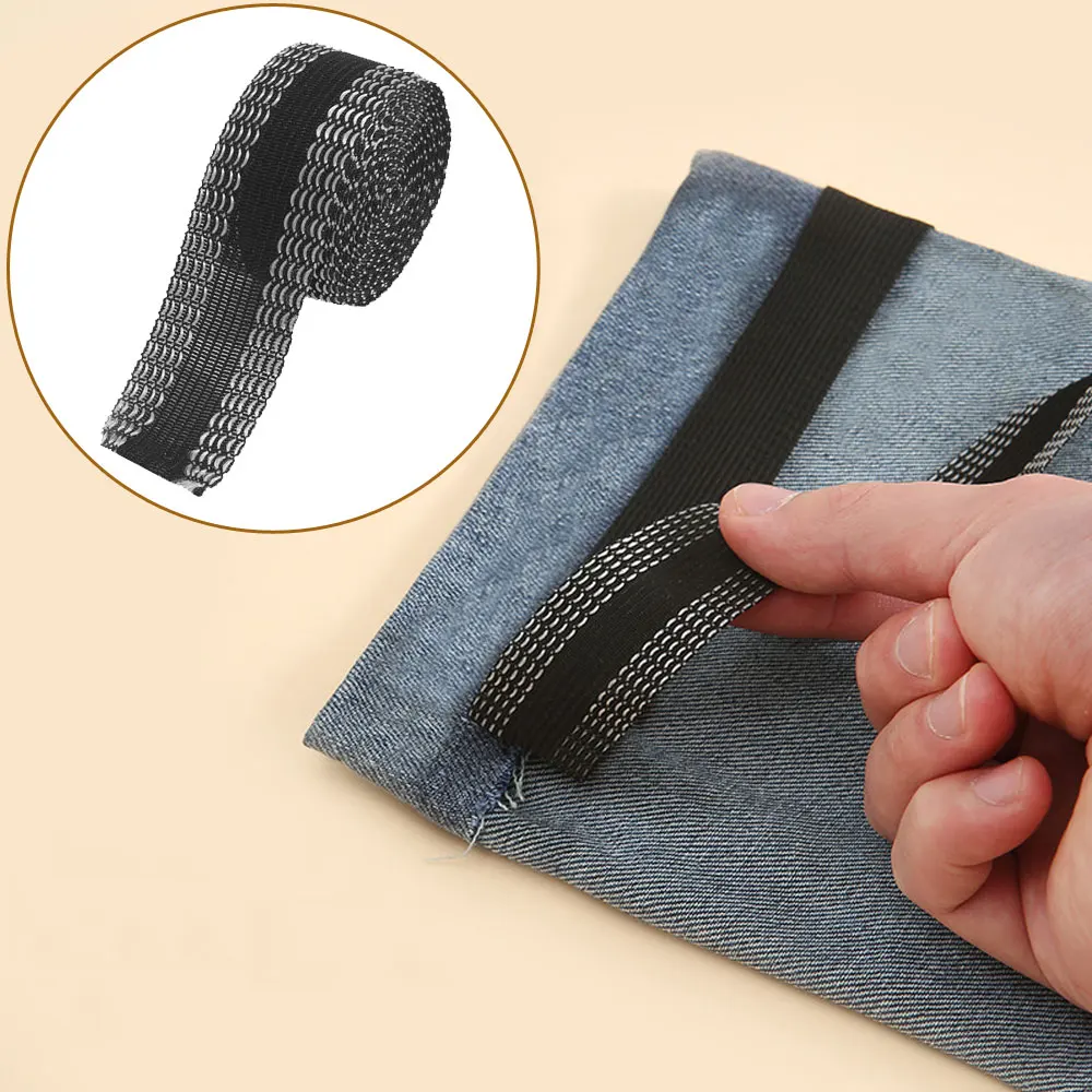 1Pc 5m Self-Adhesive Pants Paste Iron on Pants Edge Shorten Repair Pants for Jean Clothing and Jean Apparel DIY Sewing Fabric