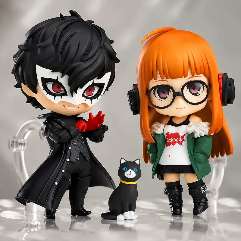 Persona 5 Joker Ren Amamiya Futaba Sakura Figura de Acción Anime Kawaii Chibi Muñeco de PVC Coleccionable Juguete de Escritorio Regalo para Adultos