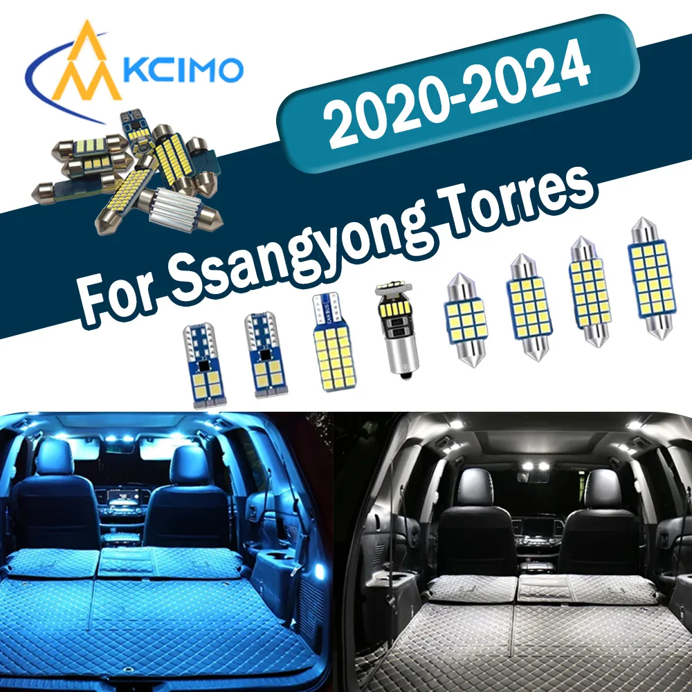 Kit de Luzes Internas LED CANBUS Sem Erros com Brilho Aprimorado para Ssangyong Torres 2020-2024 - Conjunto de Lâmpadas para Leitura, Mapa e Teto