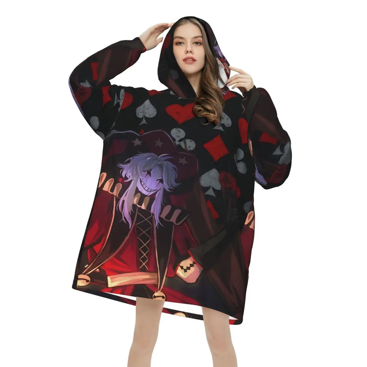 Pierrots The Freak Circus Blanket Hoodie Wearable Blanket Oversize with Pocket Warm Sleeping Bag Soft Cozy Onesie