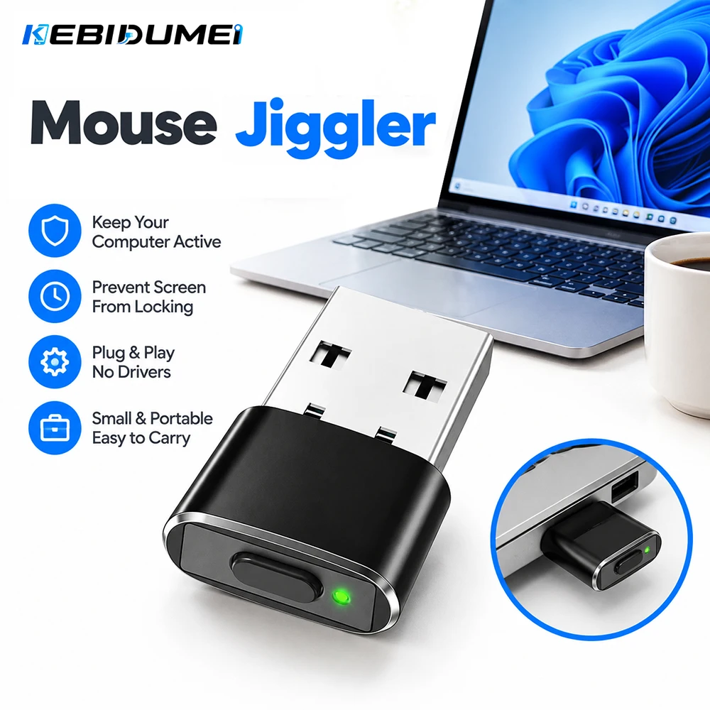 KEBIDUMEI Mouse Jiggler Automatic Mover USB Mouse Shaker Wiggler for PC Laptop Keeps Computer Awake Simulate Mouse Movement