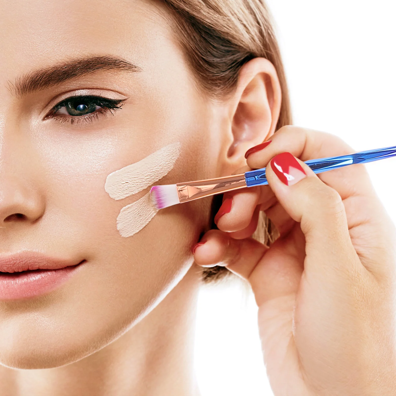 

20pcs Makeup Brush Set Transparent Handle Gradient Blue Purple For Women Soft Tools Foundation Eyeliner Lip Concealer