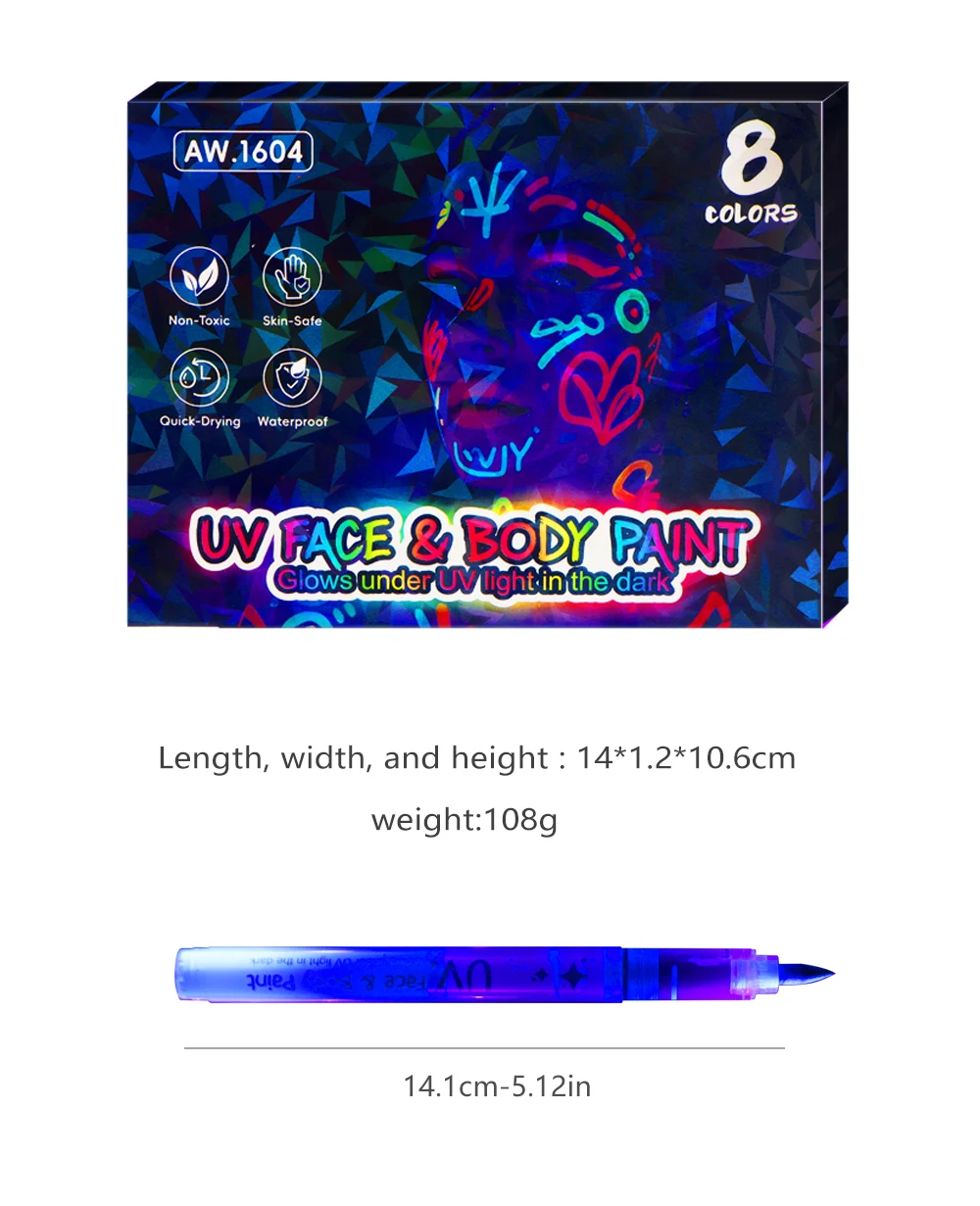 8-farbige Kunstmarker, Acryl-Marker, Halloween-Malerei, exklusive leuchtende Marker zum Malen, Zeichnen, Stein, CD, DIY als Geschenk – Detail 3