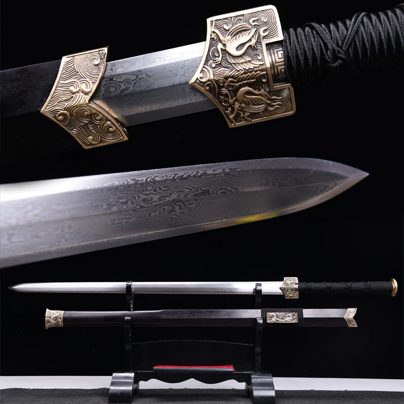 Chinese Four Gods Han Metal Swords Folded With Folded Steel Blade Sharp Ready For Battle Kongfu Full Size Weapon Katanas