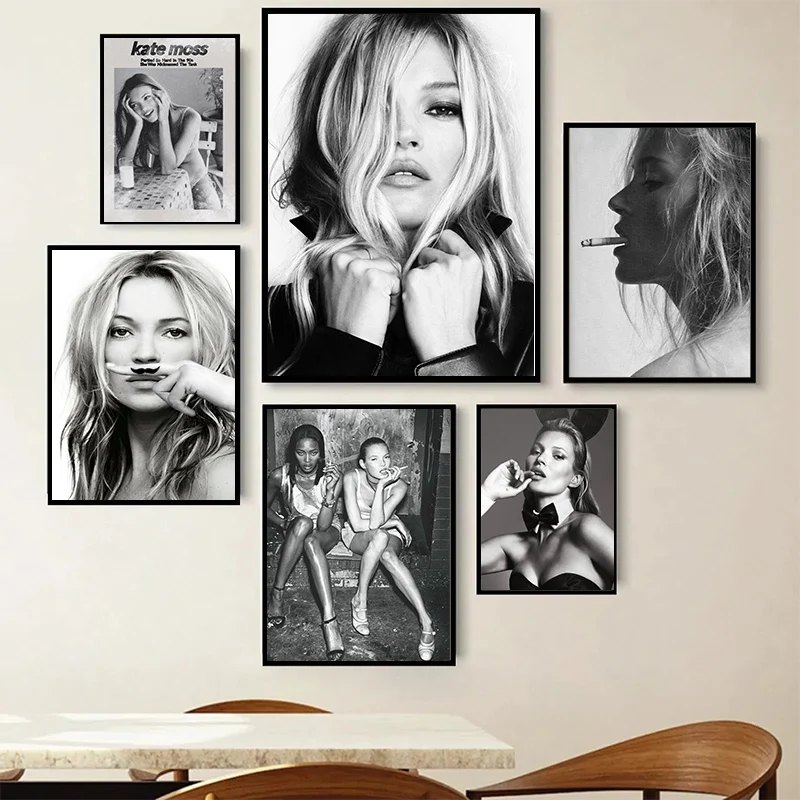 Vintage Retro Photography Kate Moss Fashion Supermodel Art Poster Canvas Painting Wall Prints Picture for Girls Room Home Decor