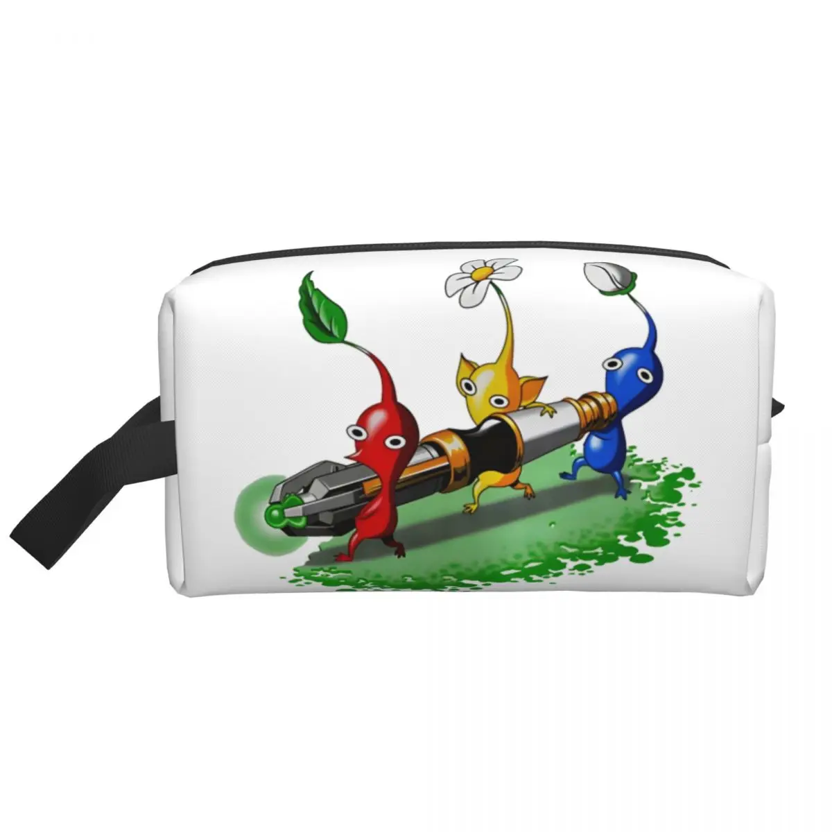 Plant Creature Cartoon Video Game Pikmin Makeup Bag for Women Travel Cosmetic Organizer Cute Storage Toiletry Bags