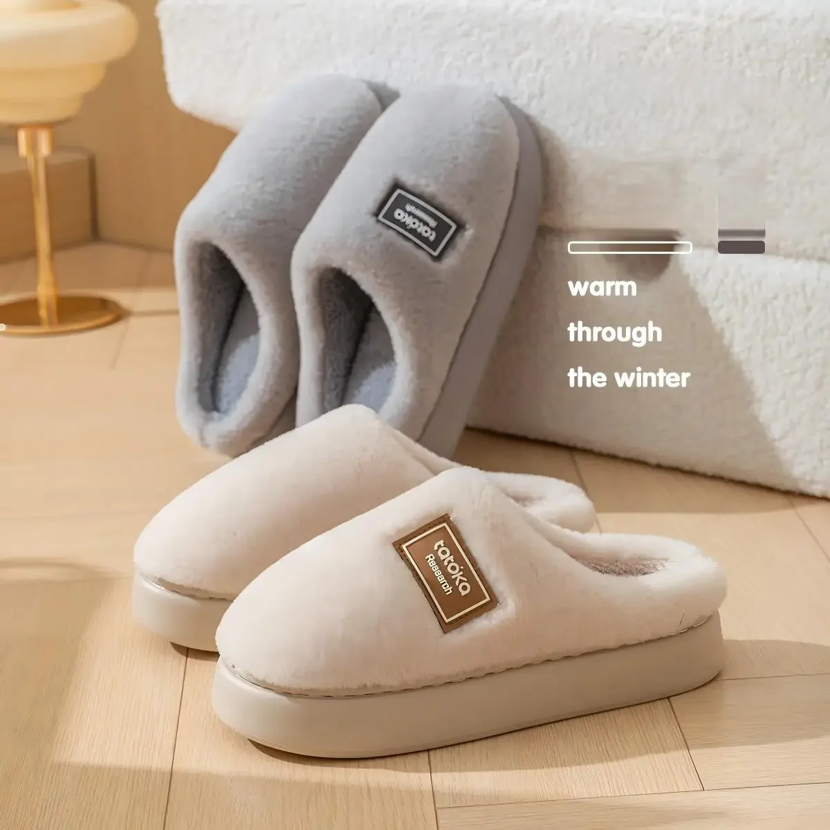 شباشب قطيفة راقية للسيدات مع ملمس يخطو على الغيوم، خريف وشتاء جديد للمنزل الداخلي قطن دافئ للنساء