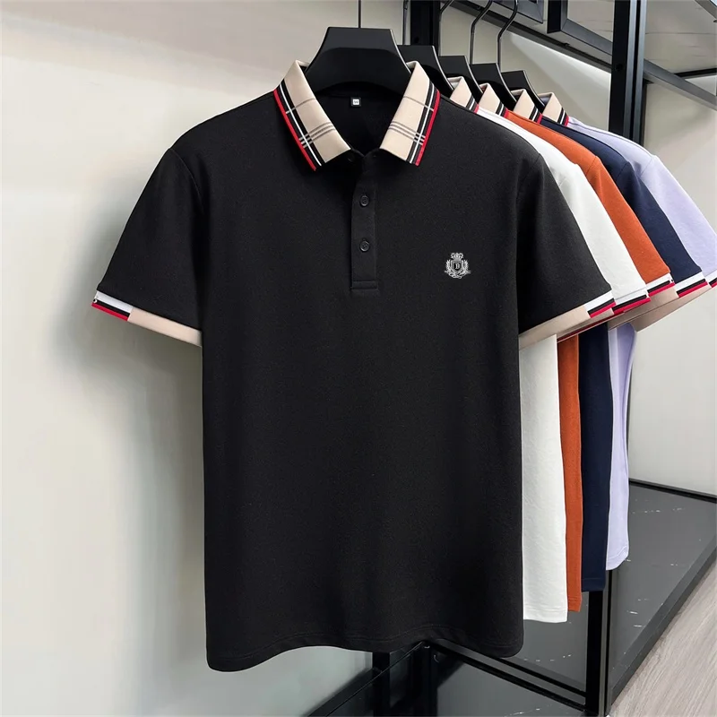 Neues Sommer-Herren-Poloshirt mit Kurzen Ärmeln, Kragen und Knöpfen, Luxuriöse Buchstaben-Stickerei, Lässiger Vielseitiger Jugendlicher Preppy-Stil Herrenbekleidung – Detail 18