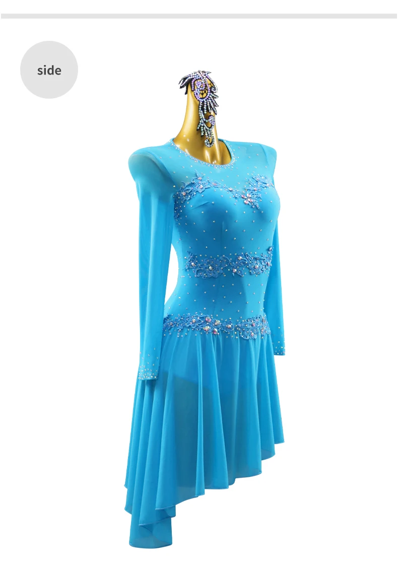 Lateinamerikanisches Tanzkostüm, passendes Kleid für Mädchen, Abendkleidung für Damen, Wettbewerbsanzug, Tanzkleidung für Bühnen- und Festivalaufführungen, Rock, Tanzkleidung für Ballsaal. – Detail 8