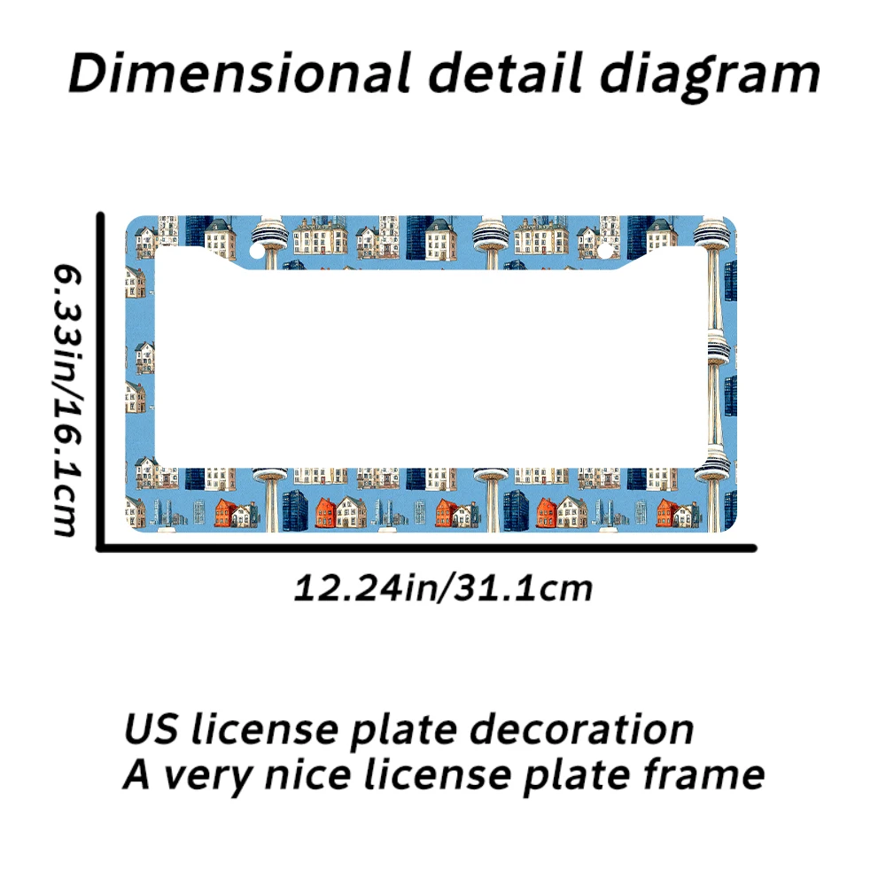 1 قطعة نمط سيتي سكيب الأزرق الملون 2 حفرة إطار لوحة الرخصة مادة الألومنيوم 6x12 بوصة مع المسمار مجموعة الرجعية الجدة سيارة D