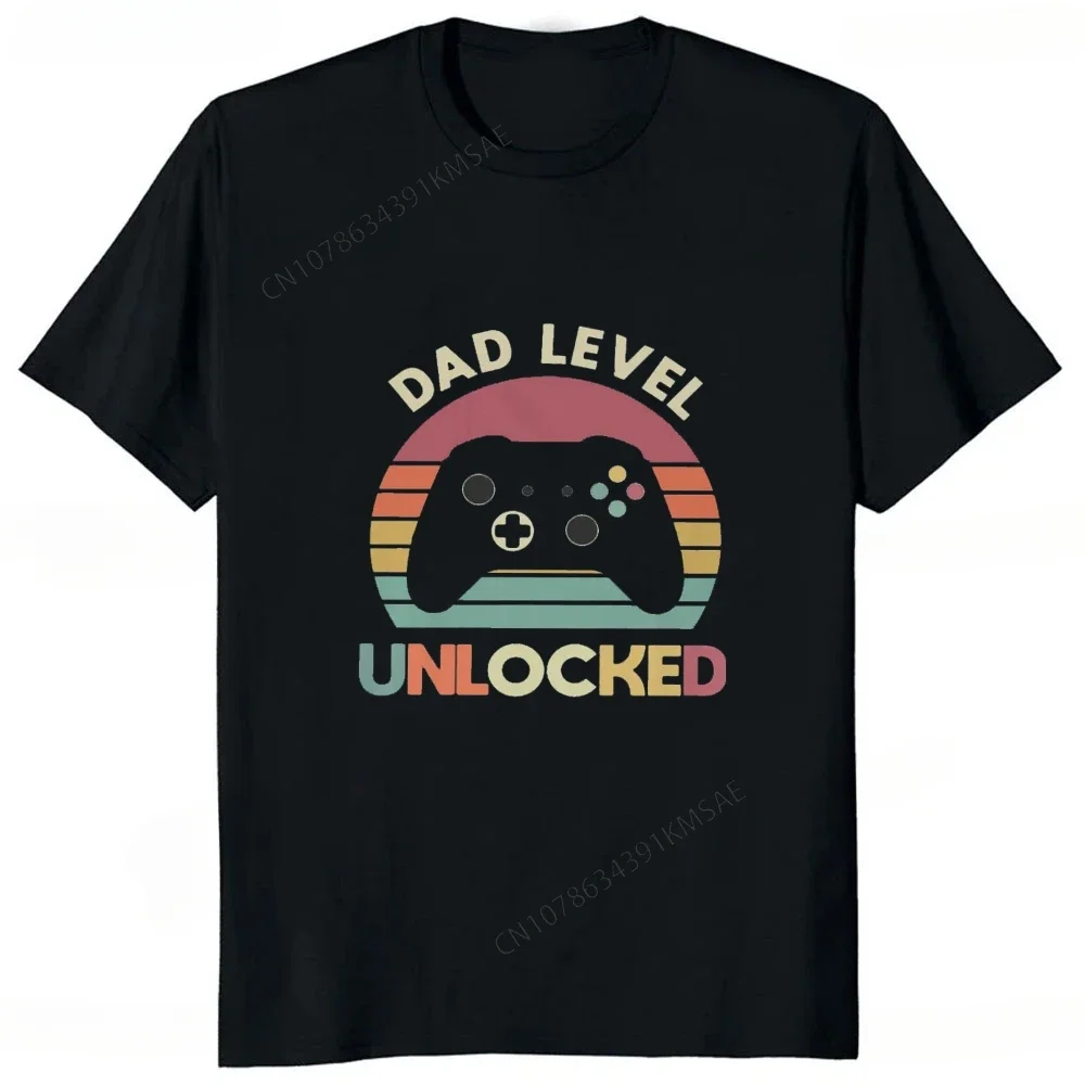 Dad Level Unlocked Retro New Dads Fashion Men T Shirts Father Day Daddy Grandpa Man Tshirts Harajuku Streetwear Clothing Hipster