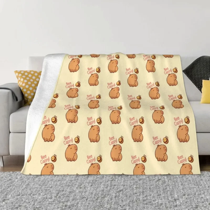 Capybara Pun Be Happy Blankets Animal Lover Wool Throw Blanket Summer Autumn Winter Personalised Soft Warm Bedspreads