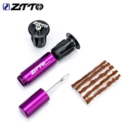 ZTTO Bicycle Tubeless Tyre Fast Repair Kit MTB Road Bike Tires Punctur Sealant Rubber Strip Drill Tool Handle Bar End Hidden