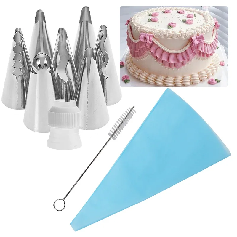 8/10pc Rüschen Piping Tipps Set Icing Piping Düsen Wiederverwendbare Zuckerguss Spritzbeutel Fondant Glatter DIY Kuchen backen Dekorateur Werkzeug