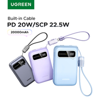 UGREEN 22.5W 20000mAh Type C Cable Power Bank Fast Charge Portable PowerBank for iPhone 16 Pro Max PD 20W External Battery