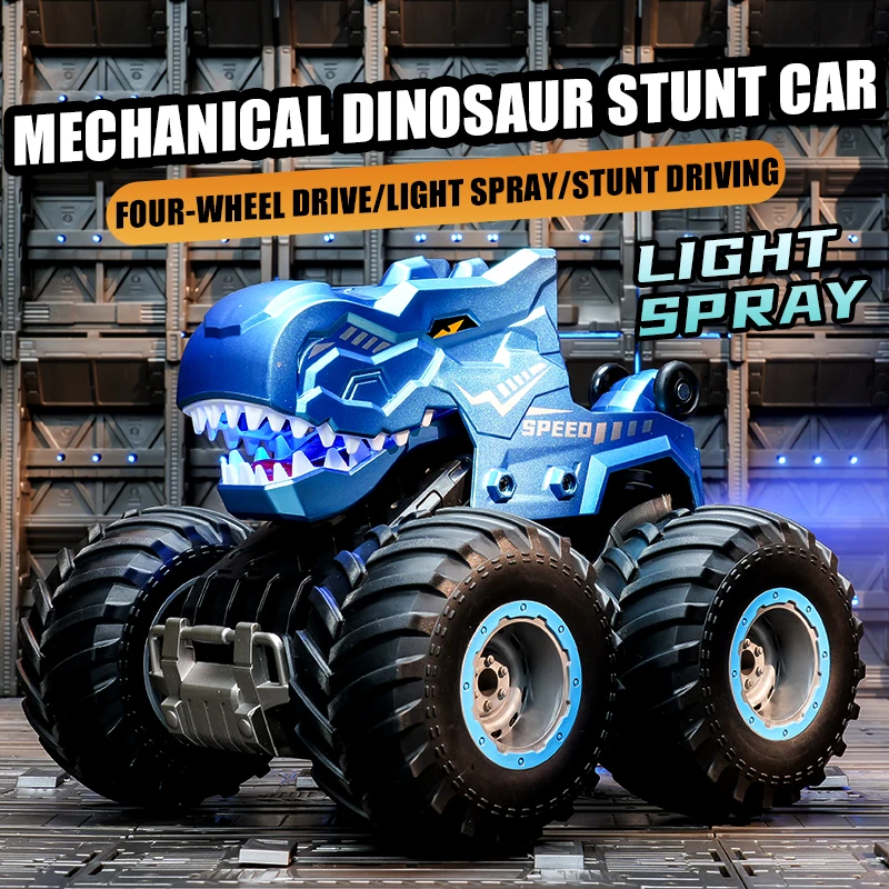 RC Cars 2.4G Remote Control Dinosaur Car Toy with Colorful Light Spray Sound Climbing Tumbling Stunt Car Rc Toy Gift for Boys