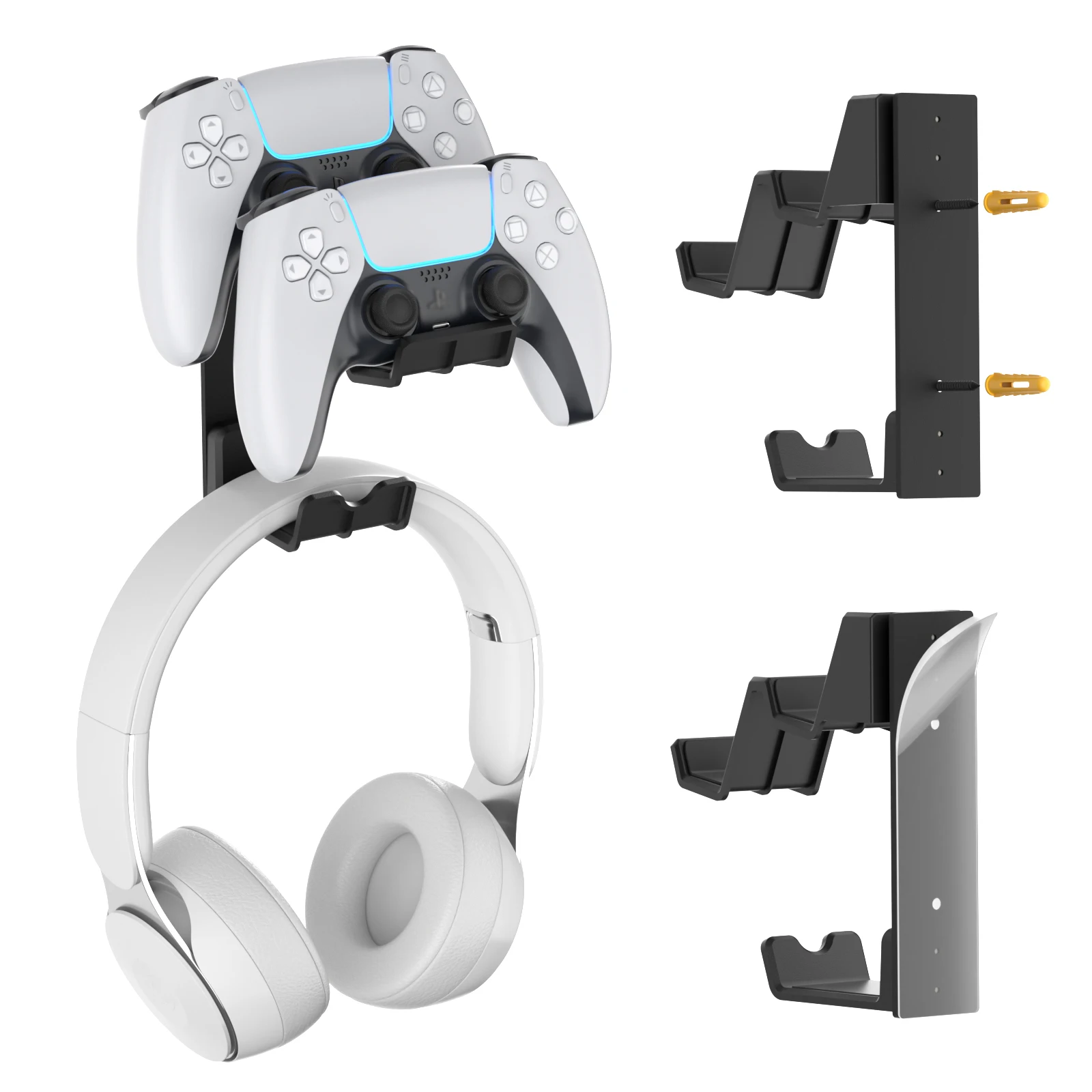 Support mural pour double contrôleur et casque de jeu, avec adhésif ou vis, installation pour manette de jeu universelle