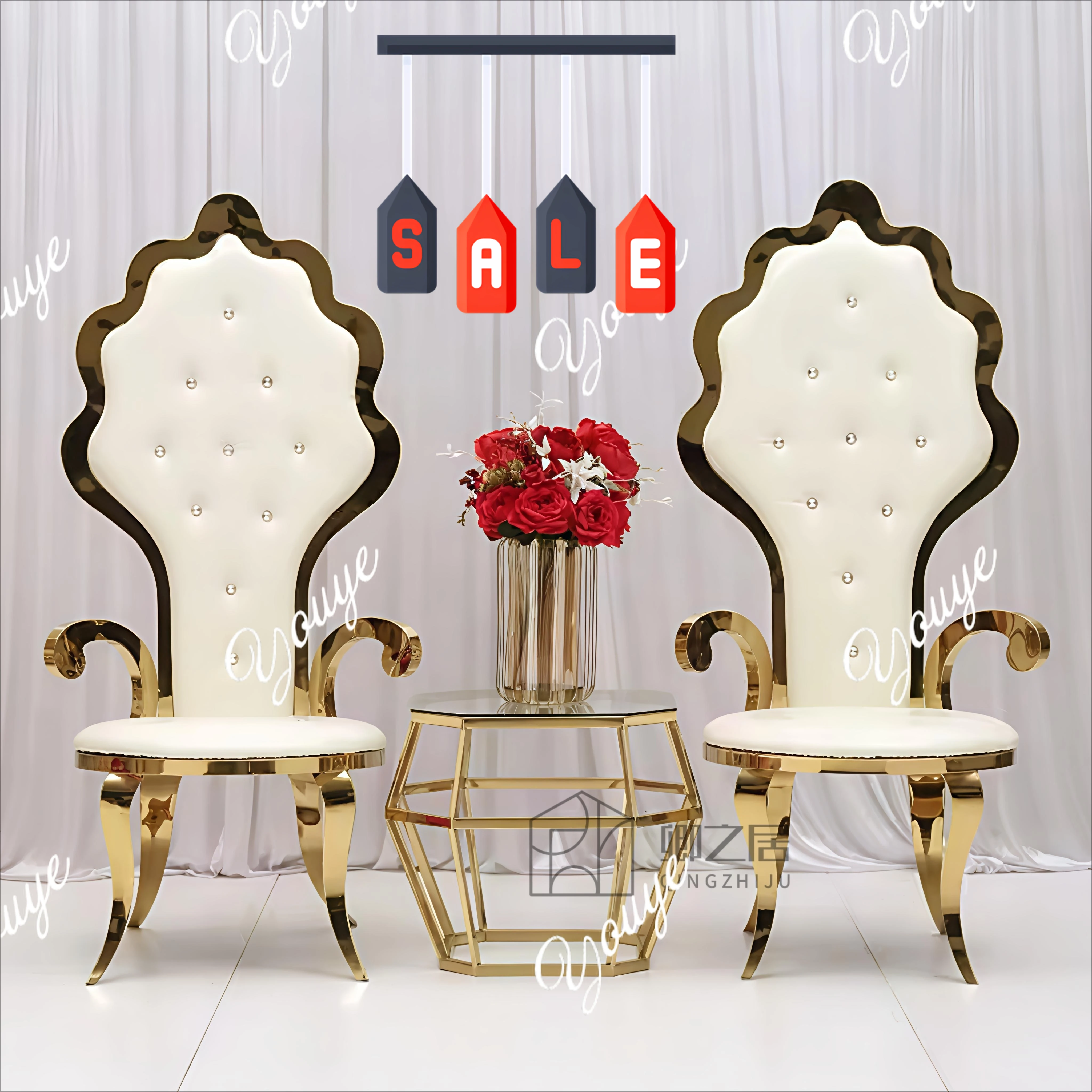 Stainless Steel King Wedding Furniture Wedding Banquet Throne King Chair Hotel Wedding Fashion Design high end