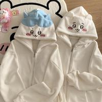 Y2K Chiikawa Fashionable Retro New Zipper Hoodie Men Street Versatile Personality Casual Loose Trendy Brand Anime Jacket Women