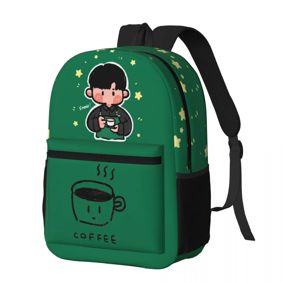 Starbucks-Green-2, Star, Comic For Girls Boys Fashionable, fully printed, and comfortable student backpack.