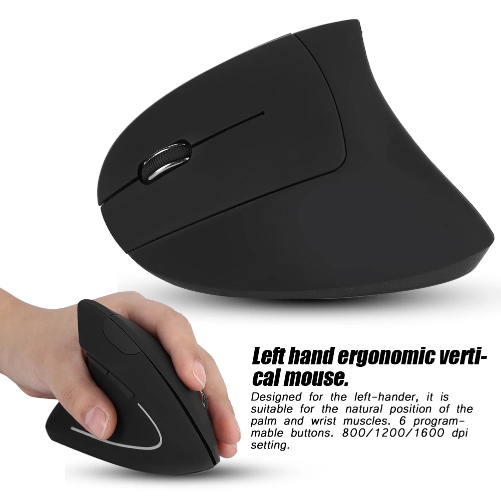Left Handed 2.4GHz Wireless Optical Mouse USB Ergonomic Vertical Optical Mouse for PC Computer Laptop image 3