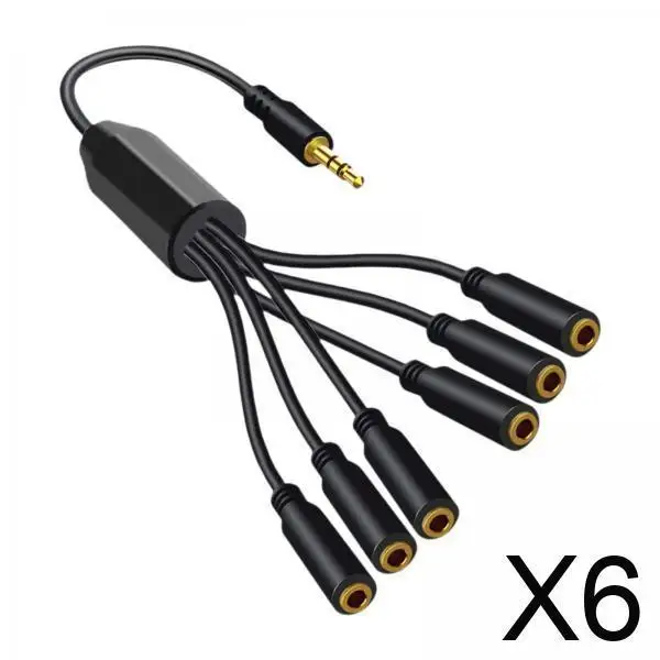 

Аудиоудлинительный кабель 6x3,5 мм, черный, 3,5 мм TRS, кабель «папа-мама» для гарнитуры, 6 способов, разъем 3,5 мм