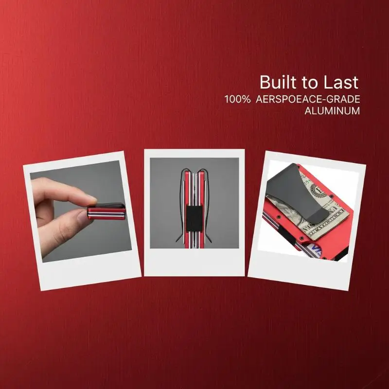 Minimalist Wallet For Men & Women - Slim RFID Wallet, Scratch Resistant, Credit Card Holder & Money Clip, Easily Removable Money