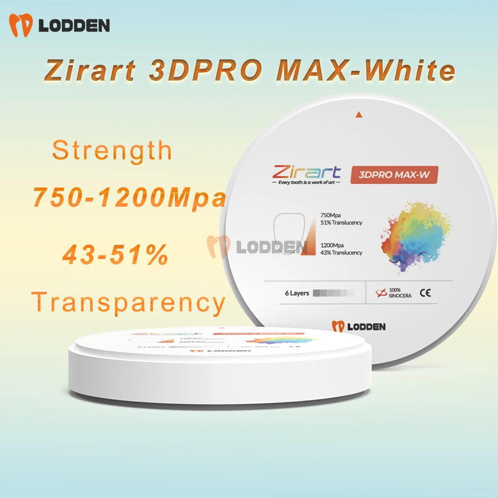 

Lodden 3DPRO MAX Белый стоматологический циркониевый блок 6-слойный многослойный циркониевый блок Материал CAD/CAM Высокопрозрачные циркониевые диски