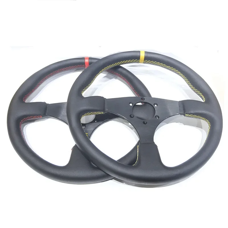 

refitting racing 14 inch 350mm flat drift steering wheel / Genuine Leather steering wheel