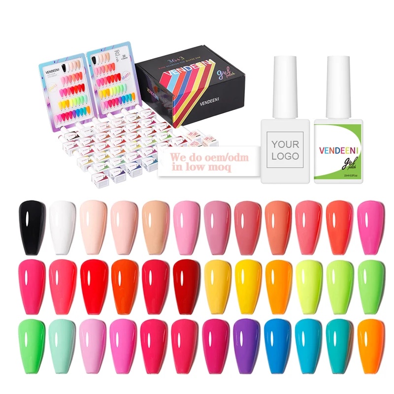 Vendeeni عالية الصباغ 36 ألوان النيون هلام البولندية جمع العلامة الخاصة النيون هلام طلاء الأظافر Tpo هيما لوازم الأظافر الحرة
