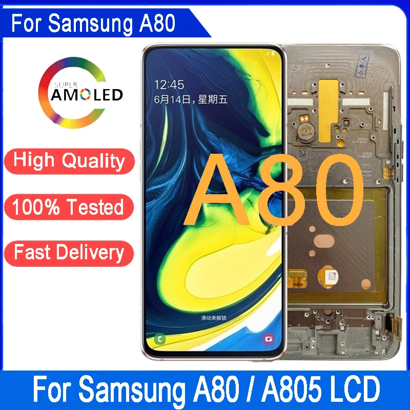 6.7'' SUPER AMOLED LCD Display For Samsung A80 A805 SM-A805F LCD  Display Touch Screen Digitizer Assembly  With Frame
