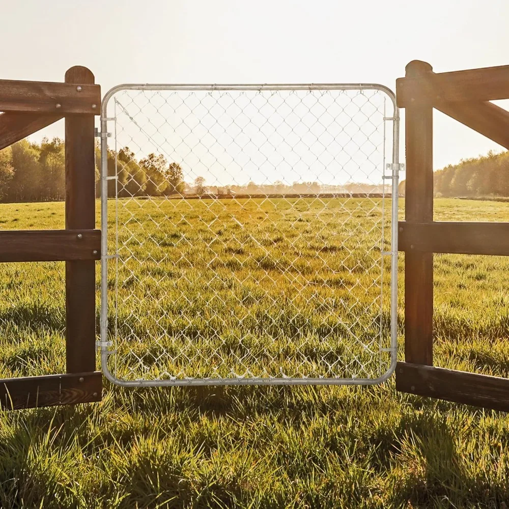 Adjust-A-Gate Chain Link Fence Gate مع إطار دائري، يناسب 24-72 بوصة. الفتحات وما يصل إلى 12 قدم. - تعزيز خارجي عالي التحمل #6