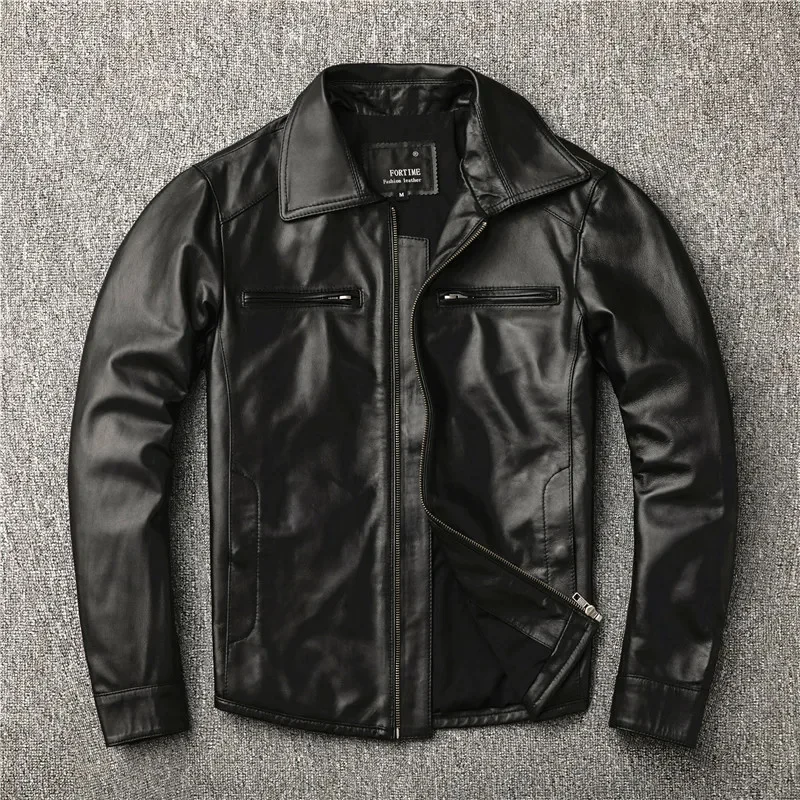 Shop Best.Mens classic casual style,Plus size soft cowhide Jacket,genuine Leather jacket.wholesales slim fit leather coat,