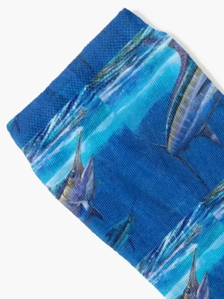 Blue Marlin Bite Socks funny sock funny gift Socks For Girls Men's