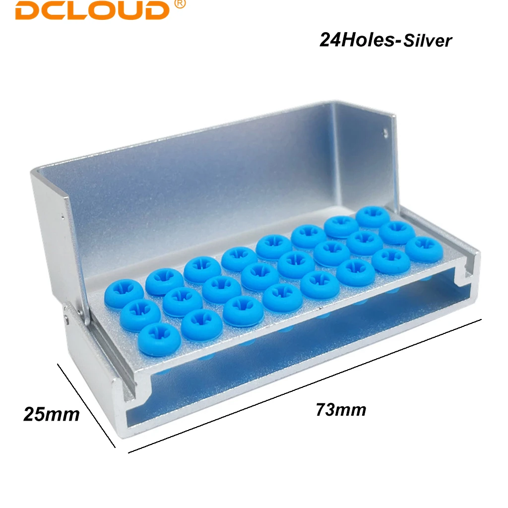 24Hole Dental Burs Holder High/Low Speed Burs Autoclavable Sterilizer Block Case Dentistry Burs Cleaning Stand Organizer Dentist