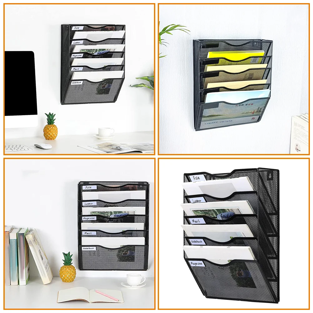 Document Stand Display Shelf Wall Hanging File Organizer Wrought Iron Desk Pamphlets Manager Table Top Bookshelf